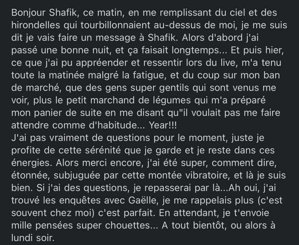 AVIS - Quand un live te met dans un état de joie - Shafik Ben Amar Hypnose Régressive ésotériques